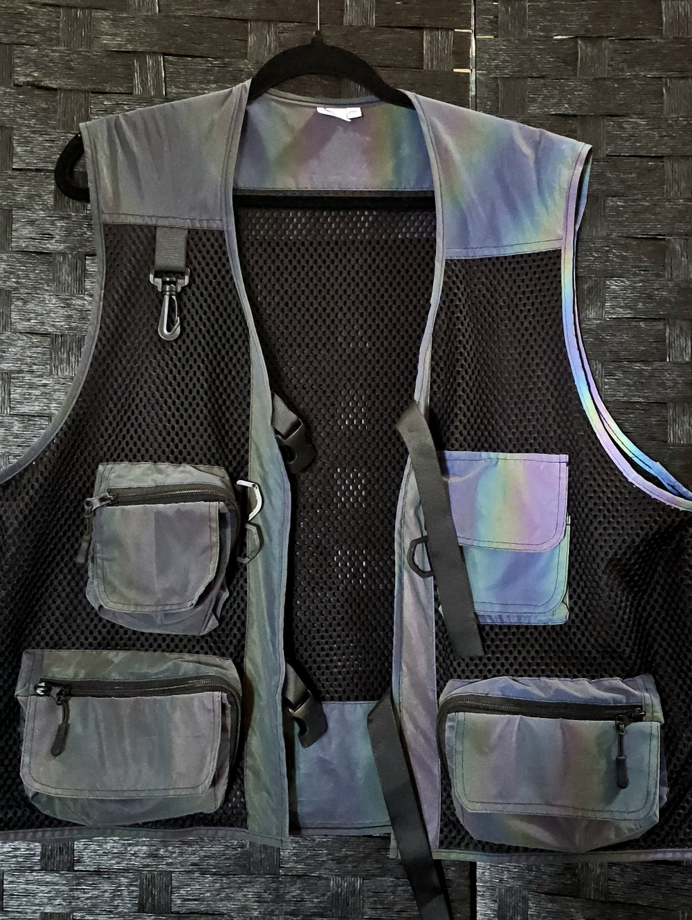 Iridescent Utility Vest with Multiple Pockets - Women